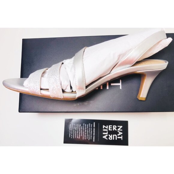 Naturalizer Womens Silver Open Toe Sling Back Kitten Heel Sandals Sz 8.5 New - Picture 5 of 10